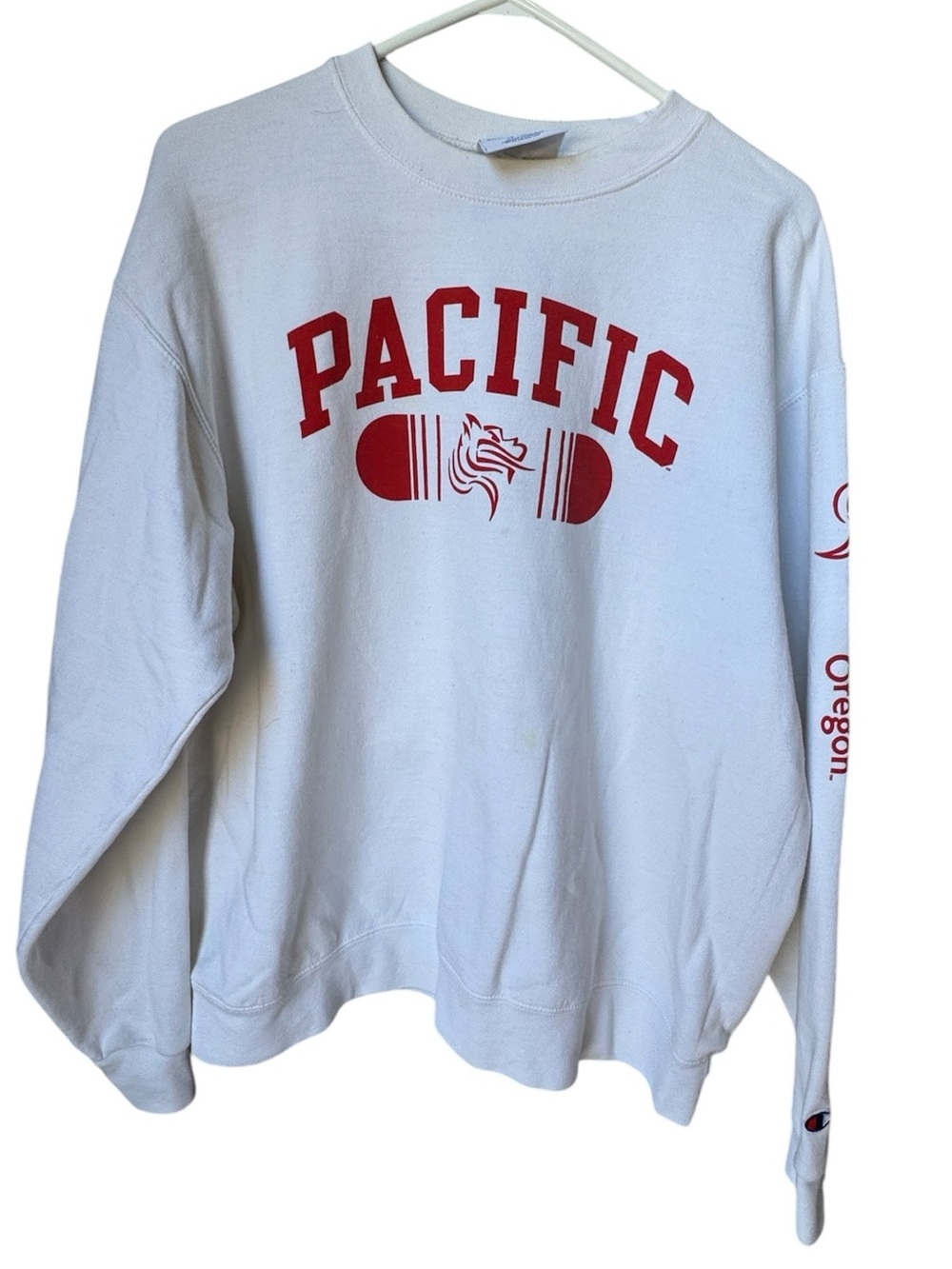 Champion Pacific University Oregon White Crewneck Sweatshirt Men’s L MINTY